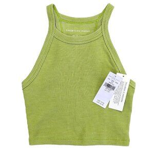 NWT AE Mini Tank Top, XXS Racerback Waffle in Lime Green